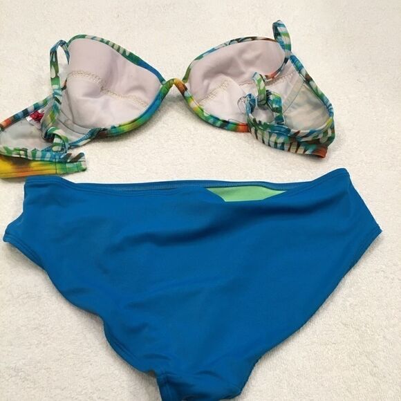 Gossip 2 piece bikini blue green adjustable strap - Picture 6 of 7